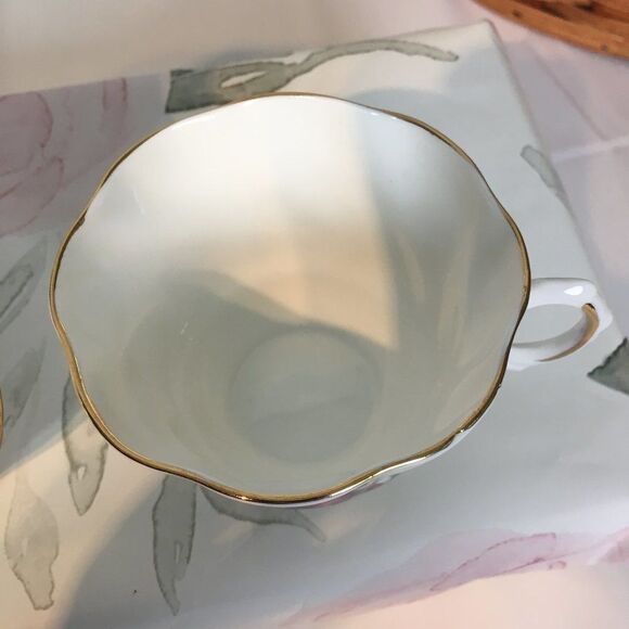 So Pretty Vintage Lefton Purple Rose Bone China Floral Teacup Set Cottage Shabby - Picture 6 of 10